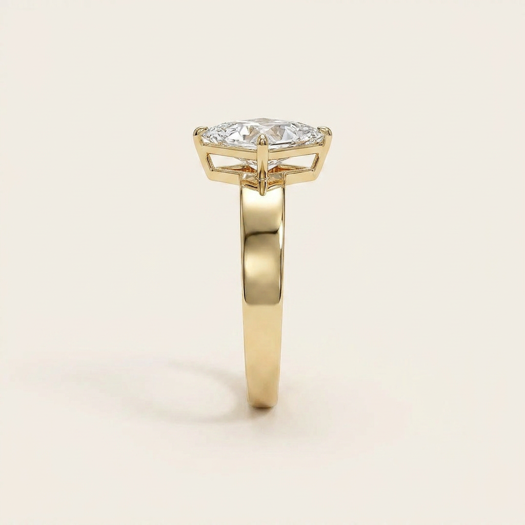 Lab Grown 3.00 CT Lozenge Cut Diamond Solitaire Ring