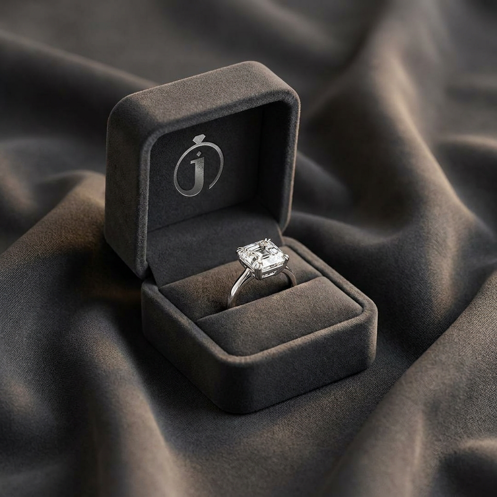 Moissanite 2.19 CT Asscher Cut Diamond Solitaire Ring