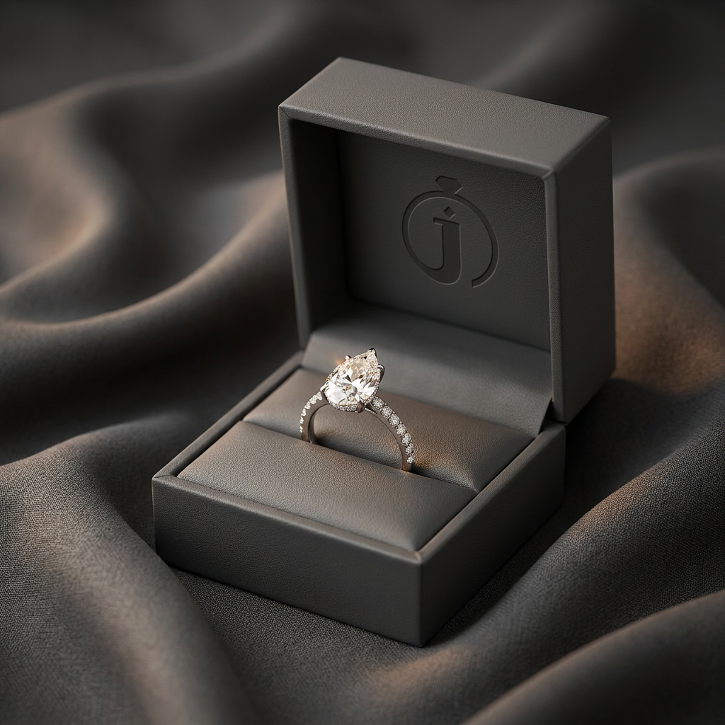 Moissanite 2.10 CT Pear Cut Diamond Solitaire Ring
