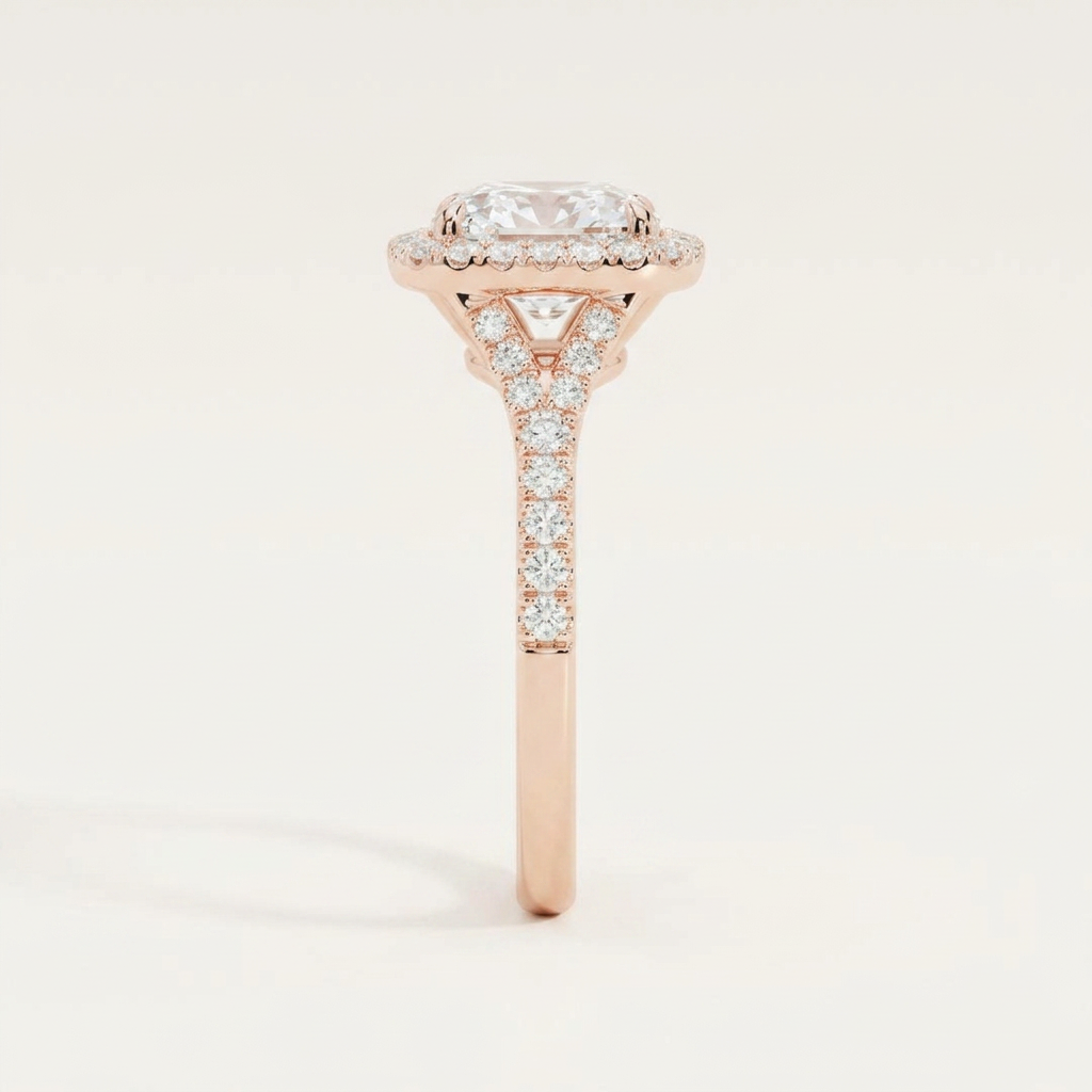 Moissanite 4.75 CT Cushion Cut Diamond Halo Ring