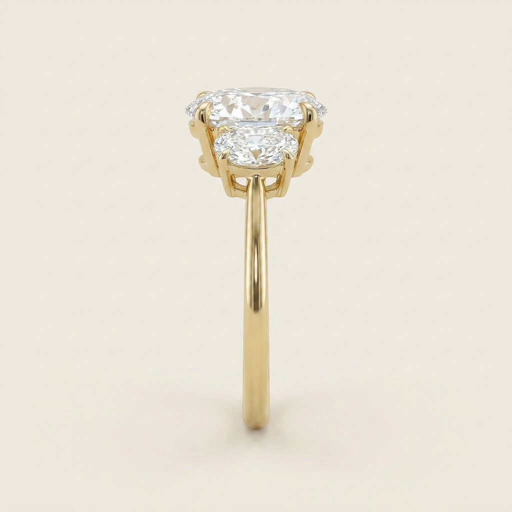 Moissanite 2.40 CT Oval Cut Diamond Three Stone Ring