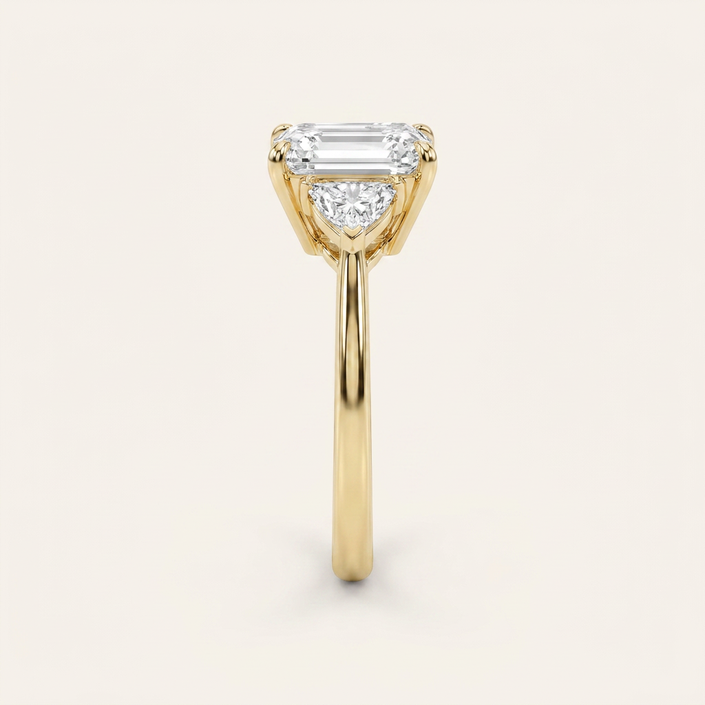 Moissanite 4.00 CT Radiant & Trillion Cut Diamond Three Stone Ring