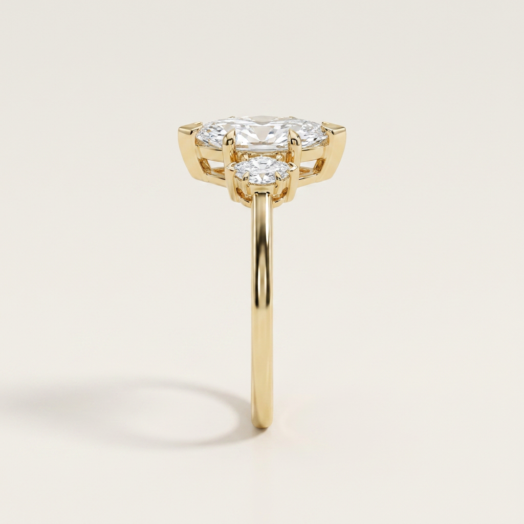 Moissanite 1.00 CT Marquise Cut Diamond Three Stone Ring