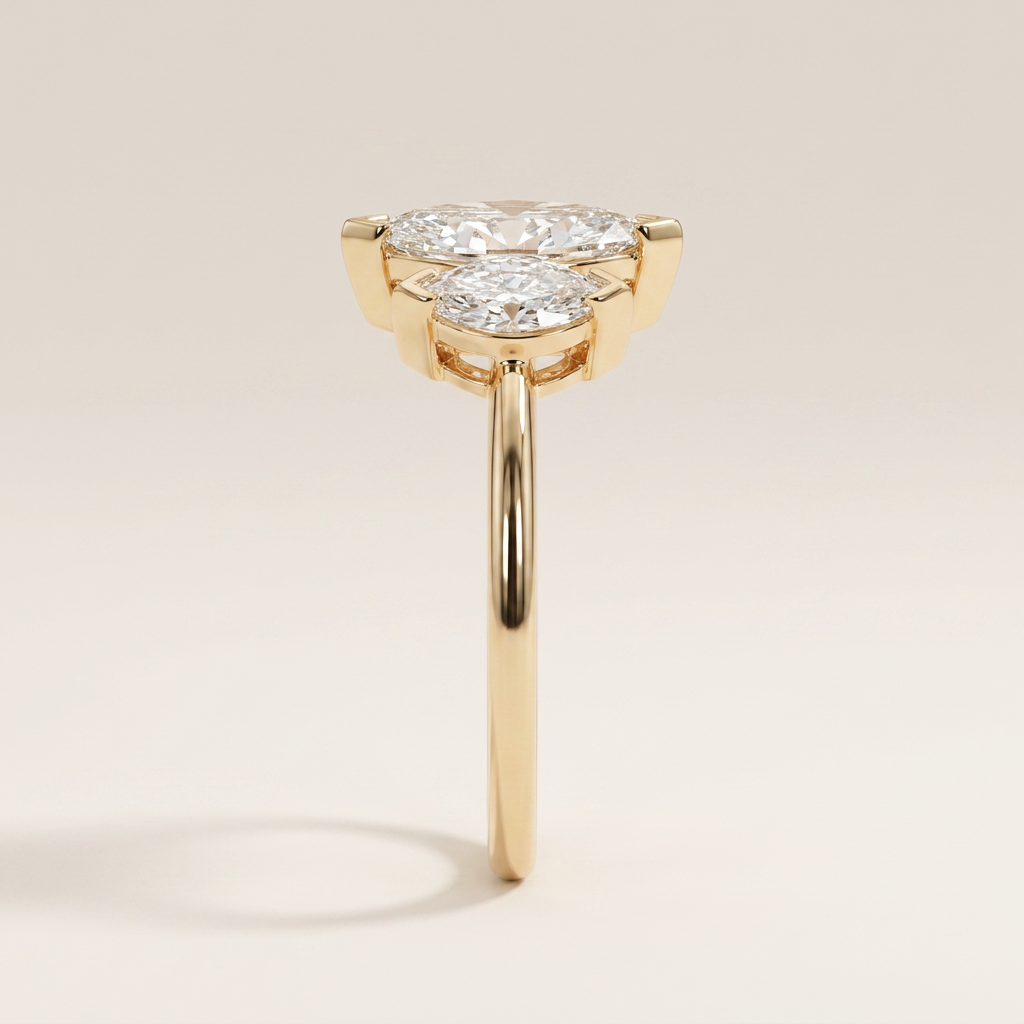 Lab Grown 1.00 CT Marquise Cut Diamond Three Stone Ring