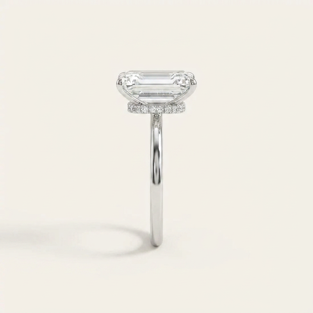 Moissanite 2.40 CT Emerald Cut Diamond Solitaire Ring