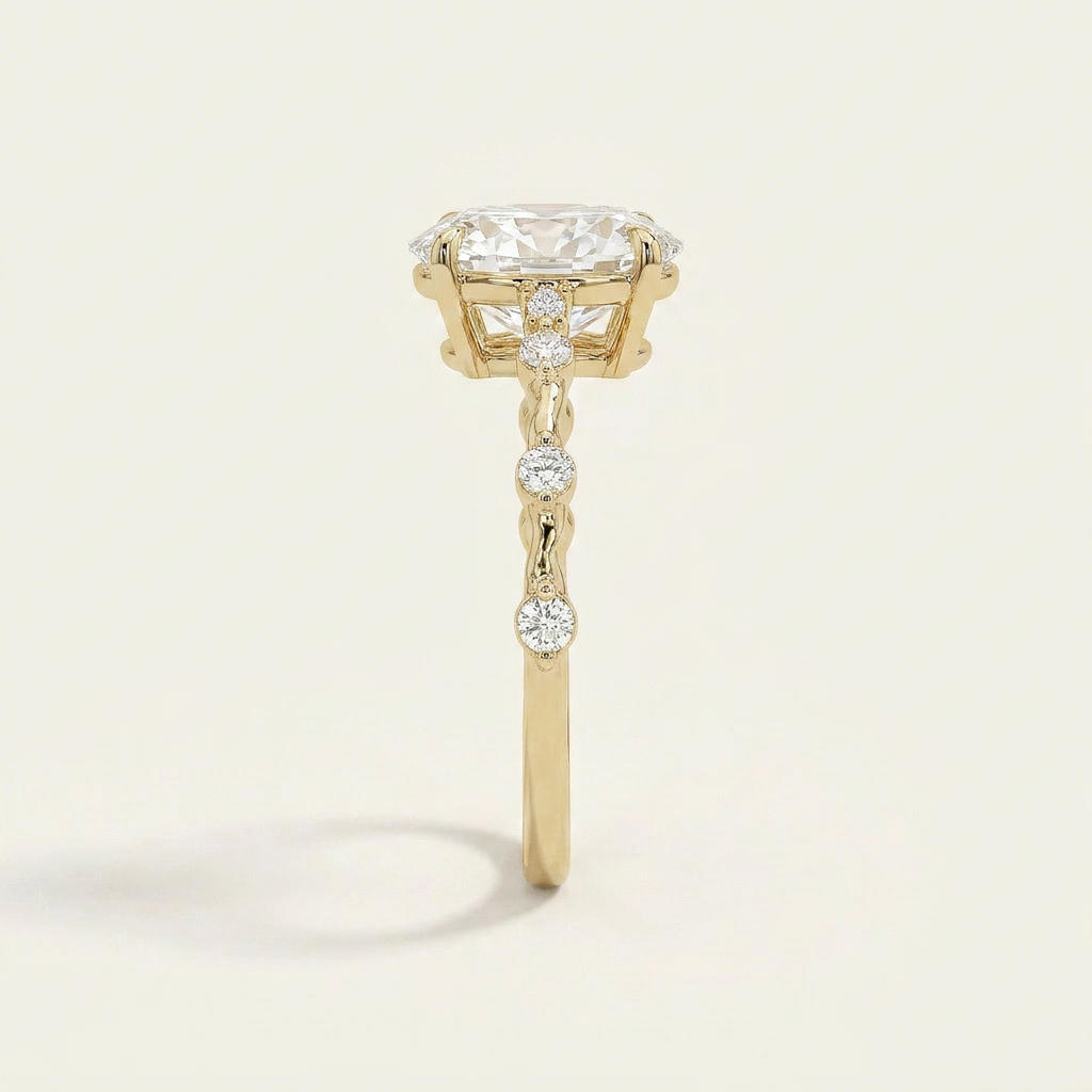 Moissanite 2.90 CT Oval & Round Cut Diamond Solitaire Ring