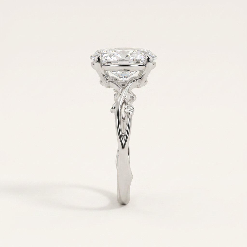 Moissanite 2.15 CT Oval & Round Cut Diamond Solitaire Ring
