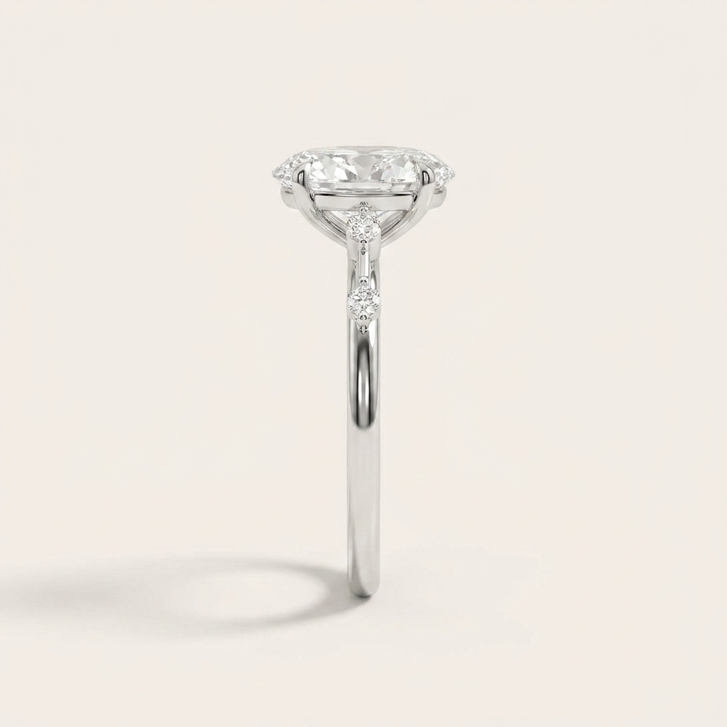 Moissanite 3.50 CT Oval & Round Cut Diamond Solitaire Ring (V-Minimalist)
