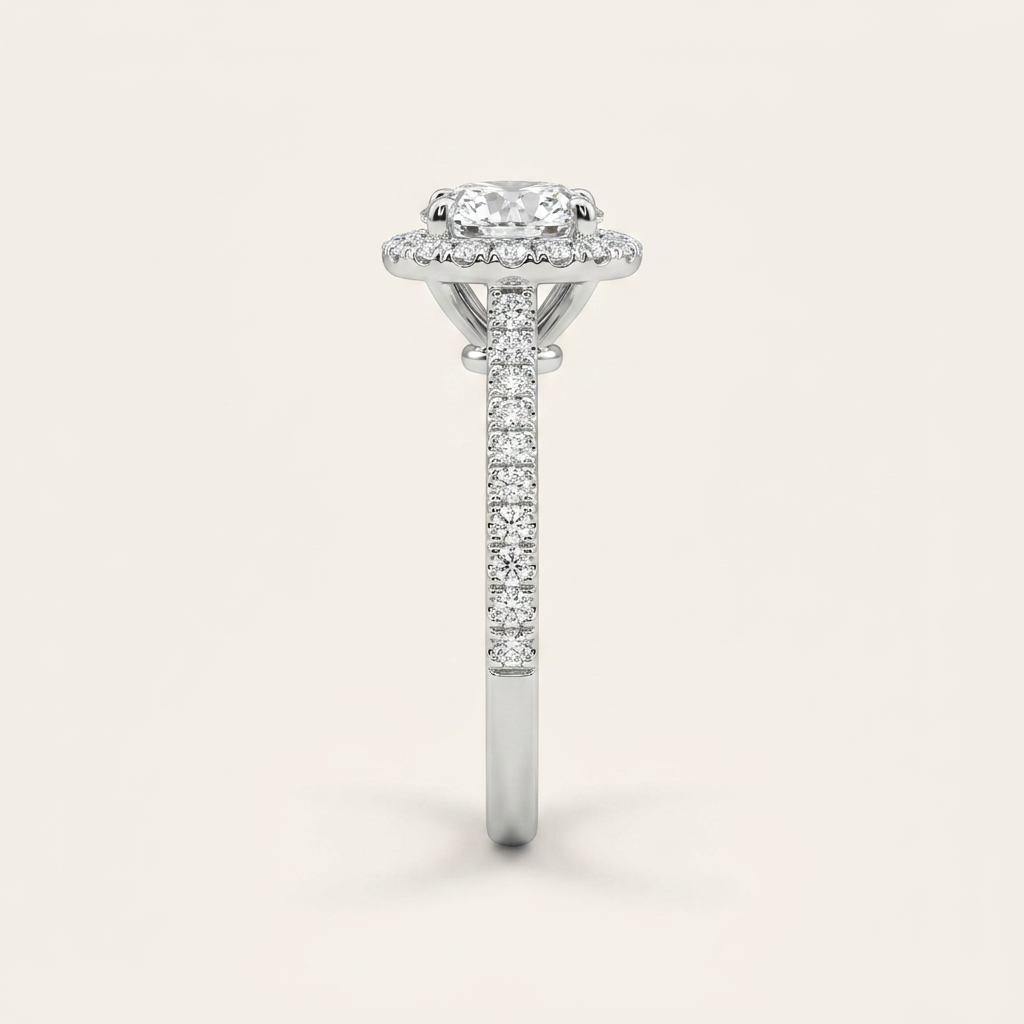 Moissanite 2.32 CT Round Cut Diamond Halo Ring