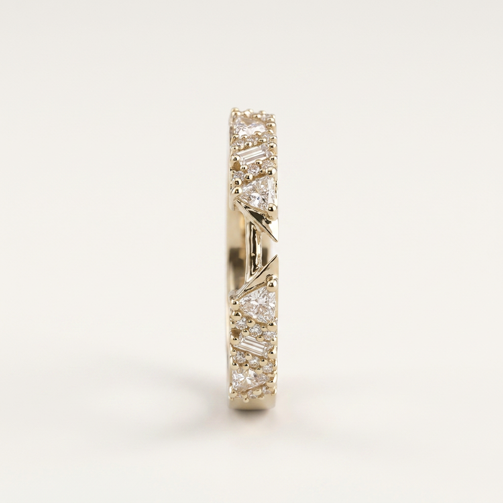 Moissanite 0.34 CT Baguette & Round Cut Diamond Ring