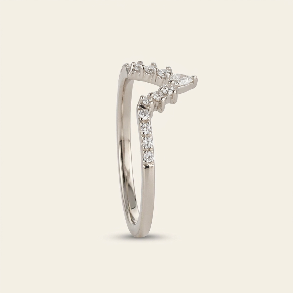 Moissanite 0.33 CT Pear & Round Cut Diamond Ring