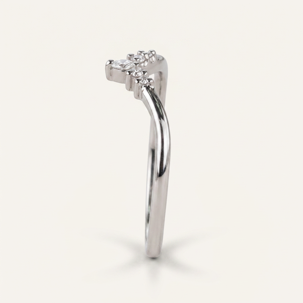 Moissanite 0.12 CT Marquise & Round Cut Diamond Ring (V-Artnouveau)
