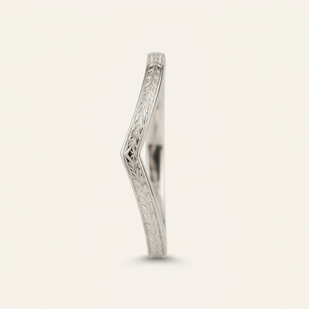 Vintage Notched Cuff Plain Wedding Band