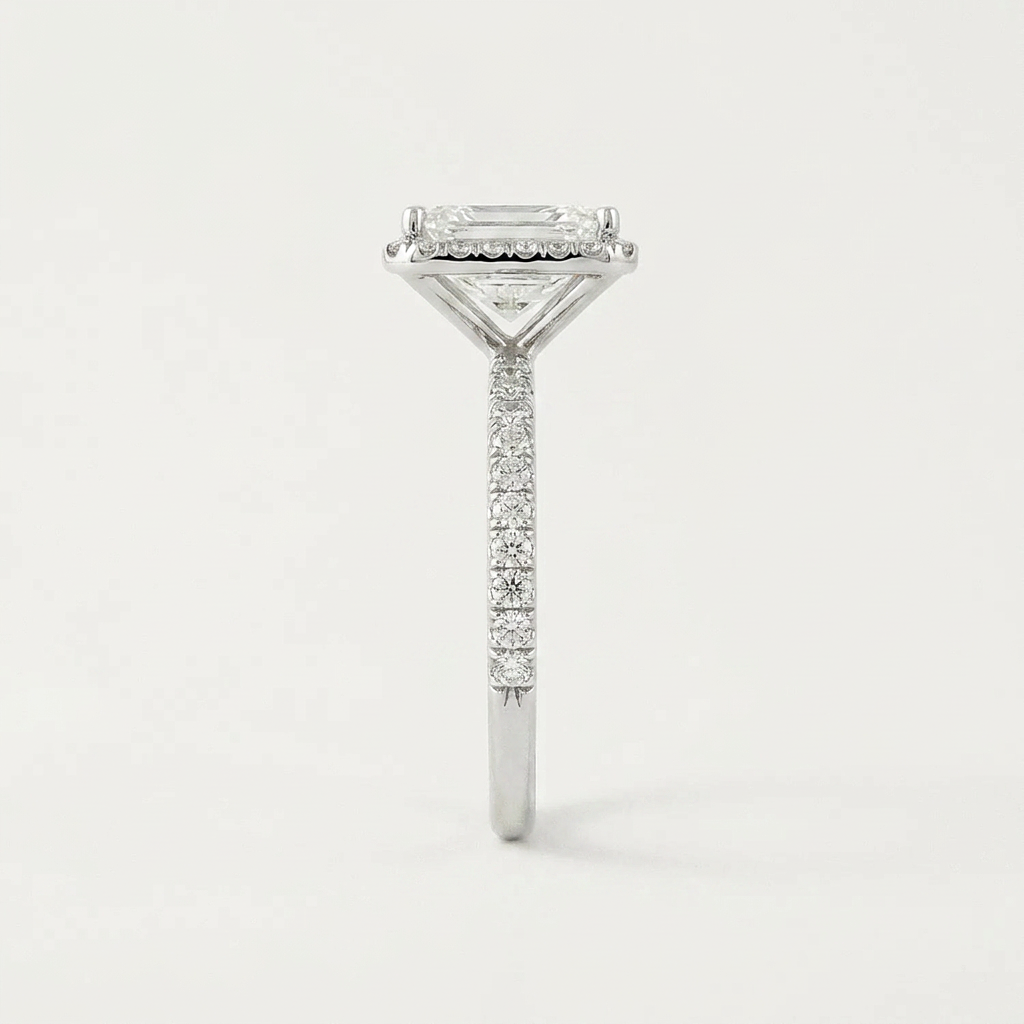 Moissanite 2.00 CT Princess Cut Diamond Halo Ring