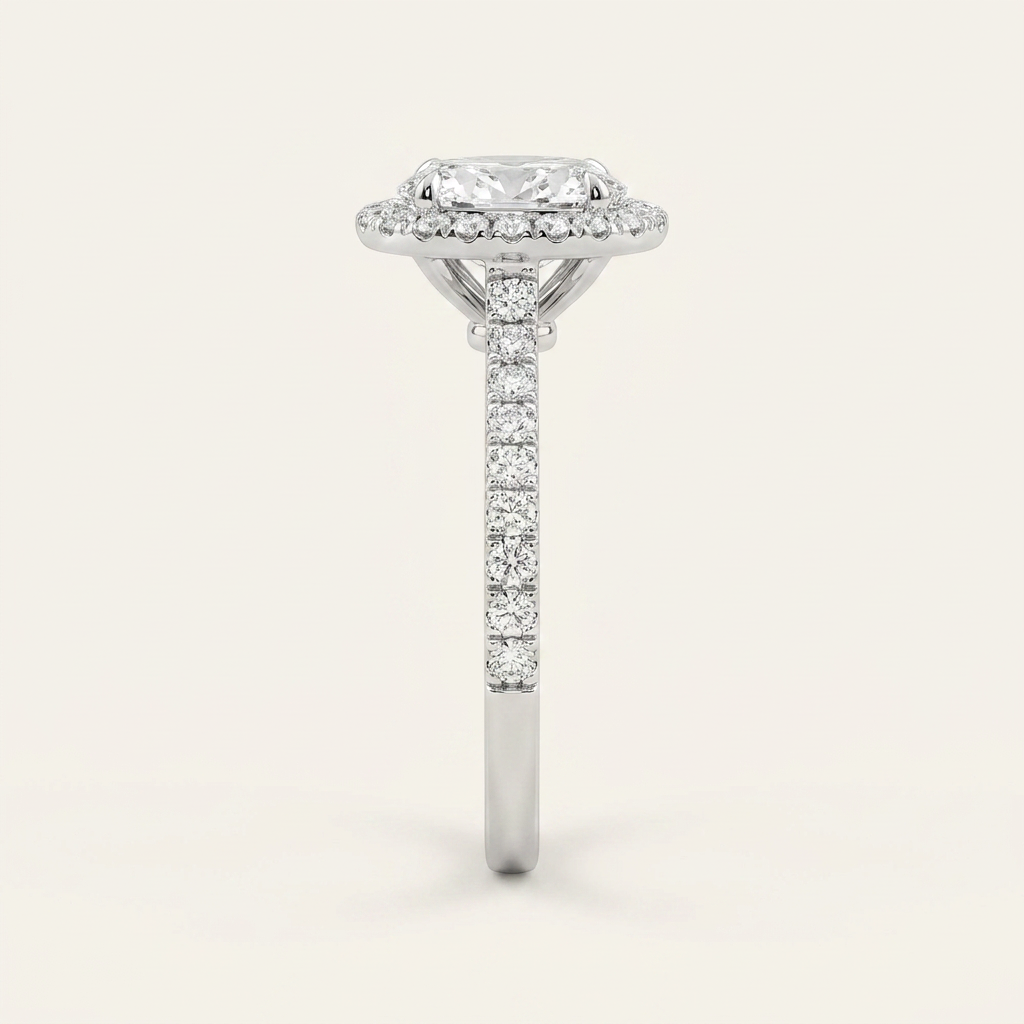 Moissanite 1.80 CT Oval Cut Diamond Halo Ring