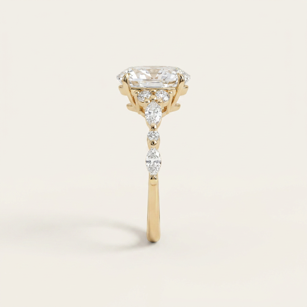 Moissanite 2.00 CT Oval Cut Diamond Cluster Ring