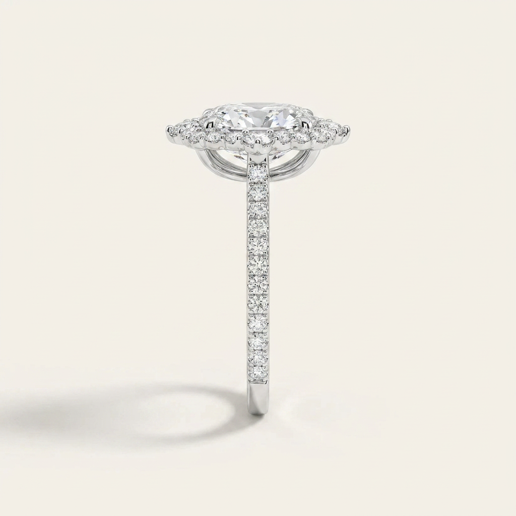 Moissanite 3.40 CT Radiant Cut Diamond Halo Ring