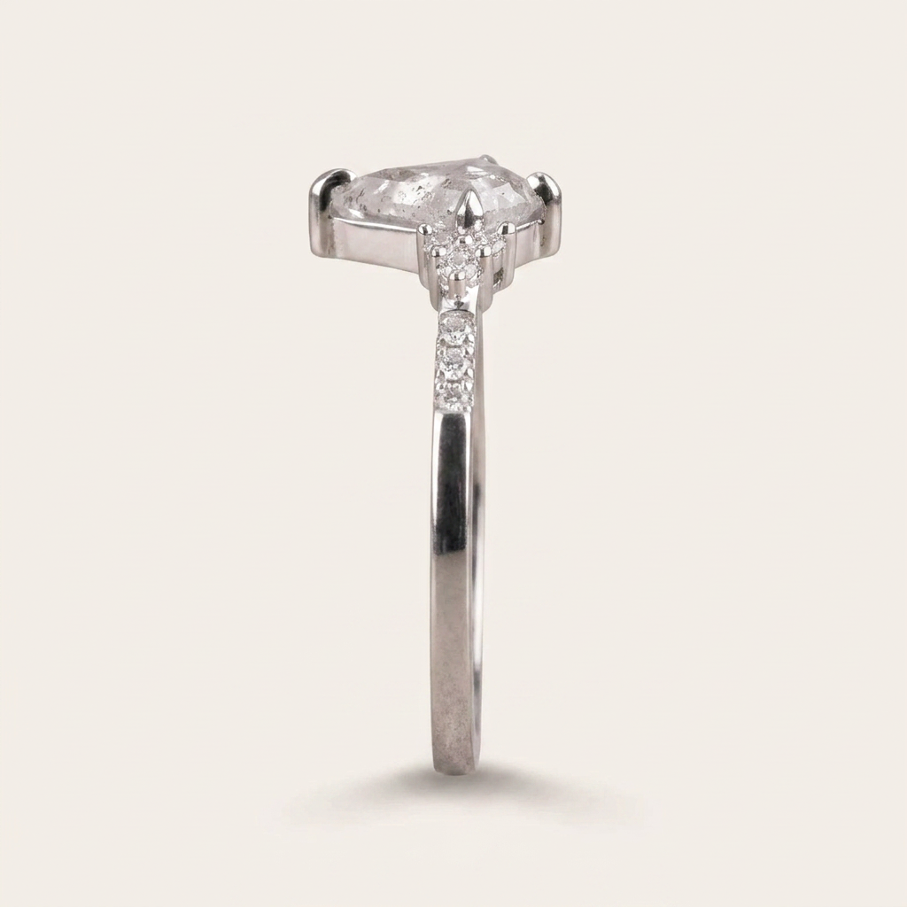 1.50 CT Kite & Round Cut Salt and Pepper Diamond Cluster Ring