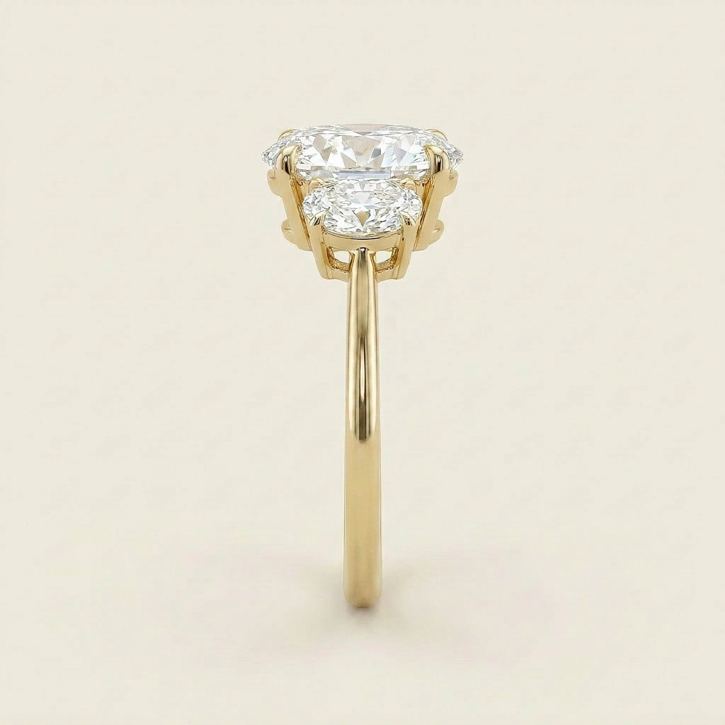 Moissanite 1.69 CT Round Cut Diamond Three Stone Ring