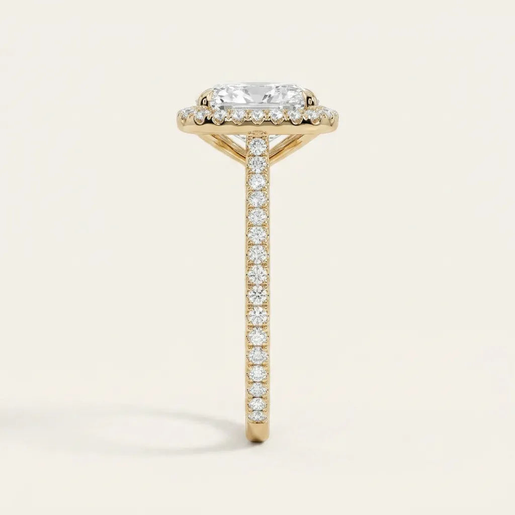 Moissanite 4.09 CT Cushion Cut Diamond Halo Ring