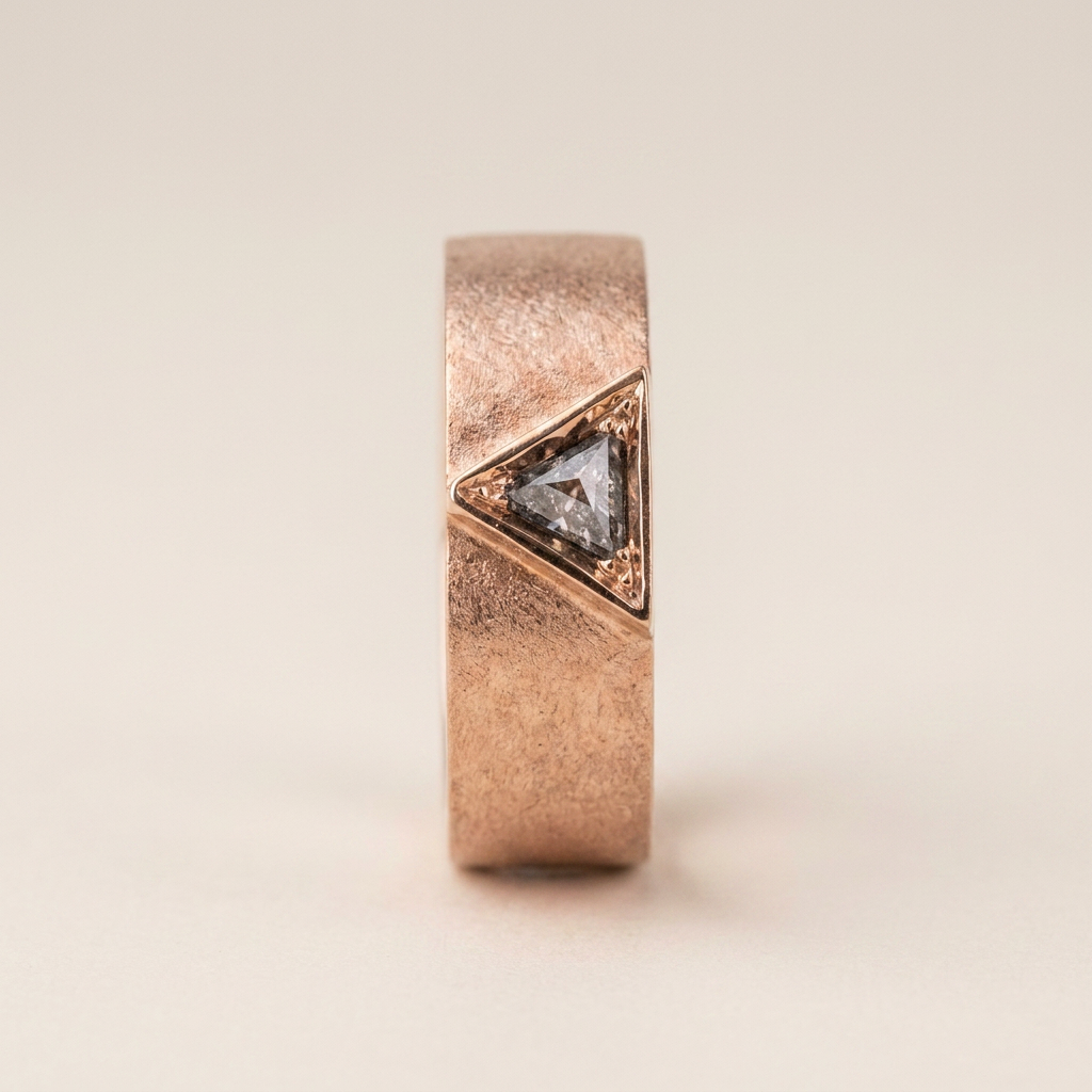 0.05 CT Triangle Cut Salt and Pepper Diamond Ring (V-Pepper)