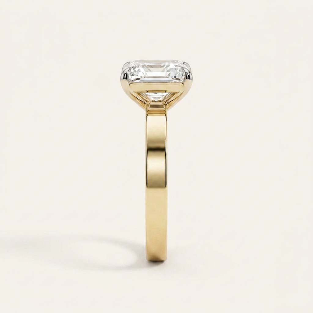 Moissanite 2.35 CT Asscher Cut Diamond Solitaire Ring