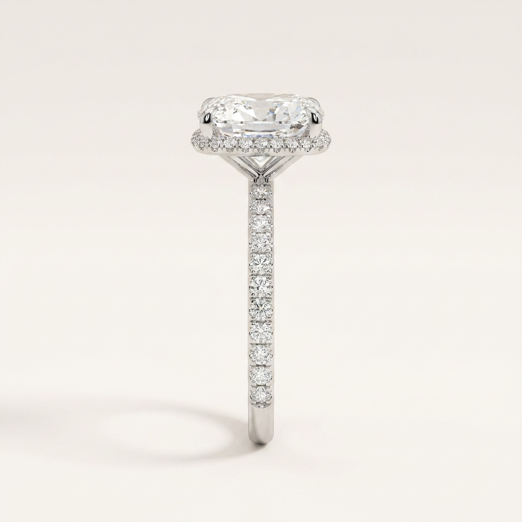 Moissanite 3.50 CT Oval & Round Cut Diamond Solitaire Ring (V-Gothic)