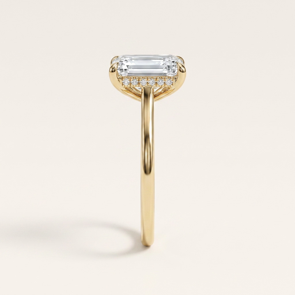 Moissanite 3.40 CT Emerald Cut Diamond Solitaire Ring