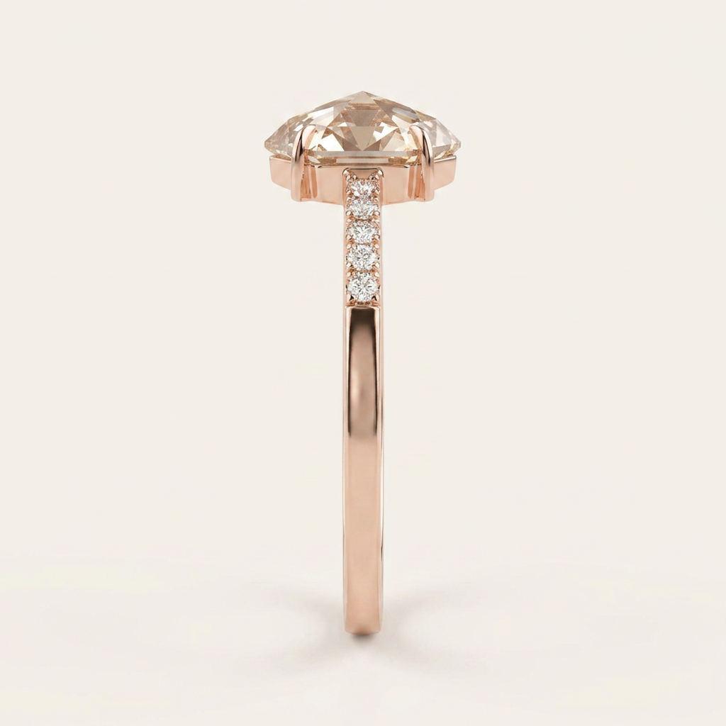 1.30 CT Hexagon Cut Salt and Pepper Diamond Solitaire Ring (V2)