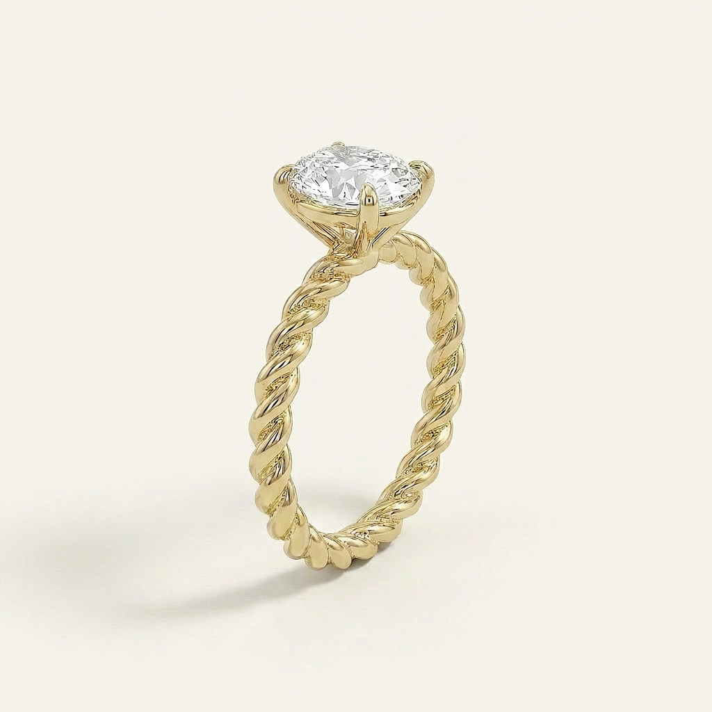 Moissanite 2.10 CT Round Cut Diamond Solitaire Ring