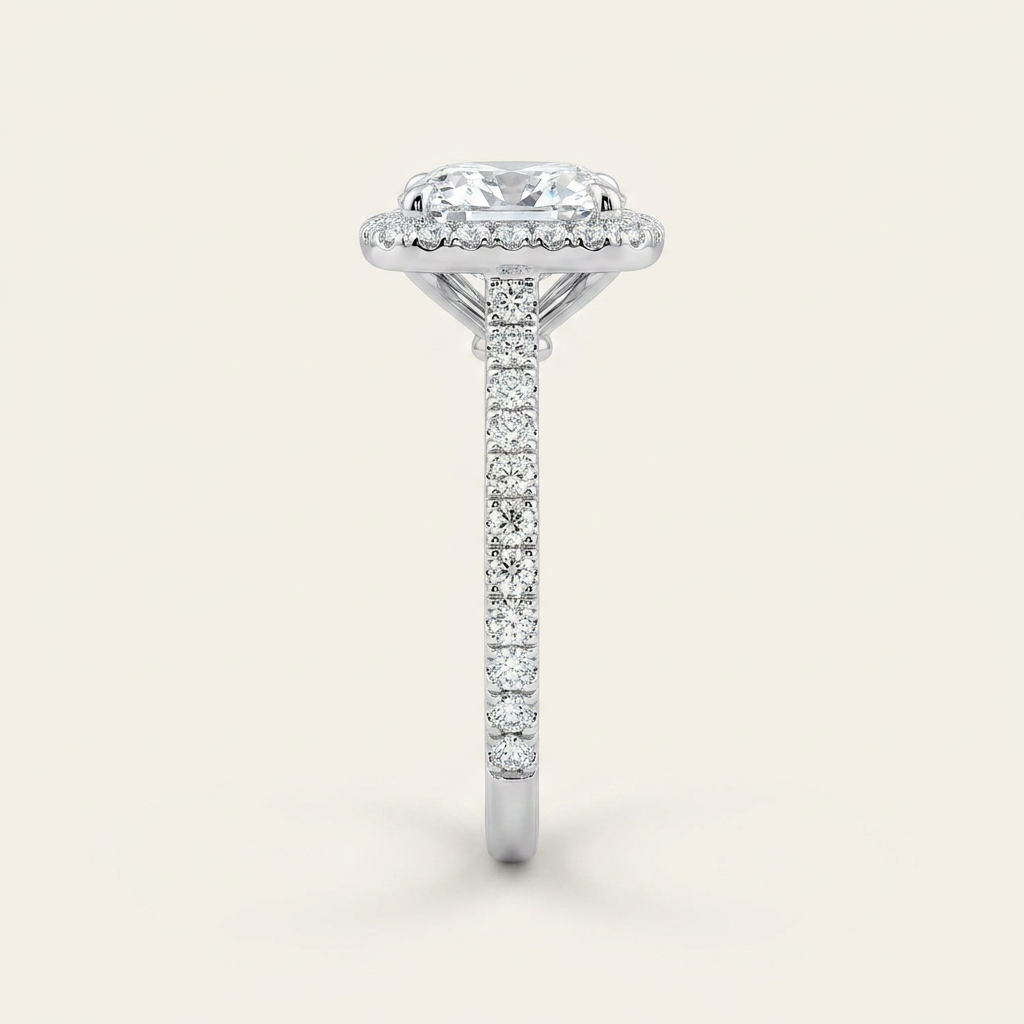 Moissanite 1.50 CT Cushion Cut Diamond Halo Ring