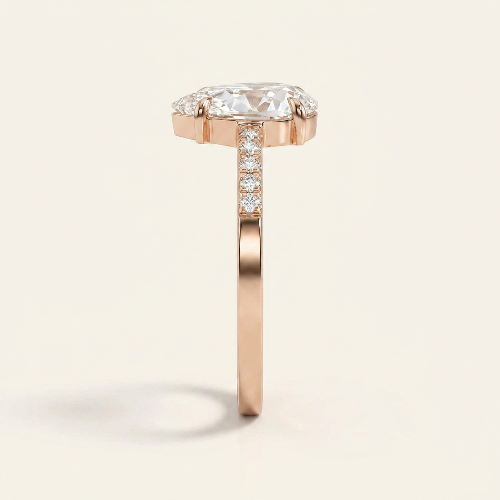 1.70 CT Pear Cut Salt and Pepper Diamond Solitaire Ring (V3)