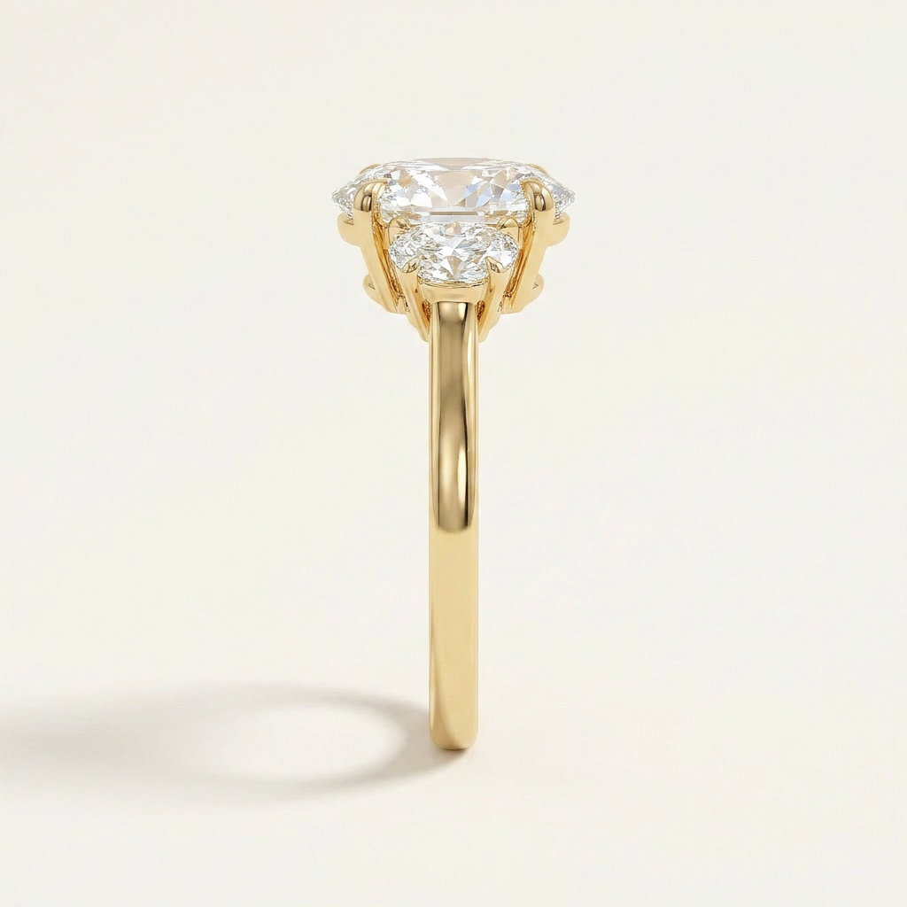 Moissanite 5.00 CT Oval Cut Diamond Three Stone Ring