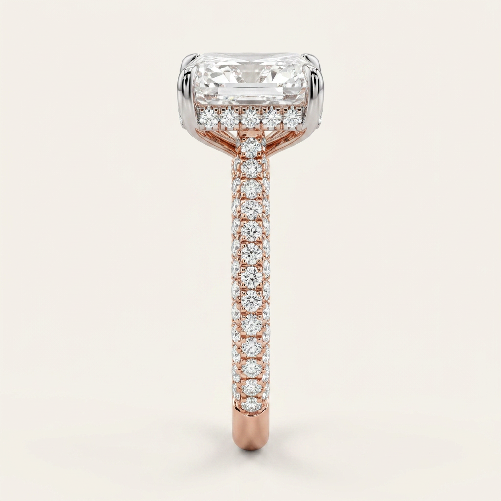 Moissanite 3.87 CT Asscher & Round Cut Diamond Solitaire Ring