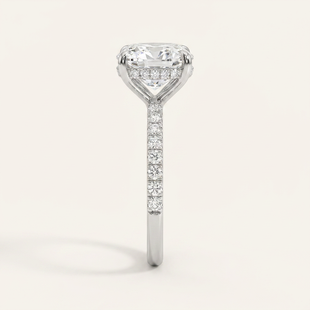 Moissanite 2.50 CT Cushion & Round Cut Diamond Solitaire Ring (V-Artdeco)