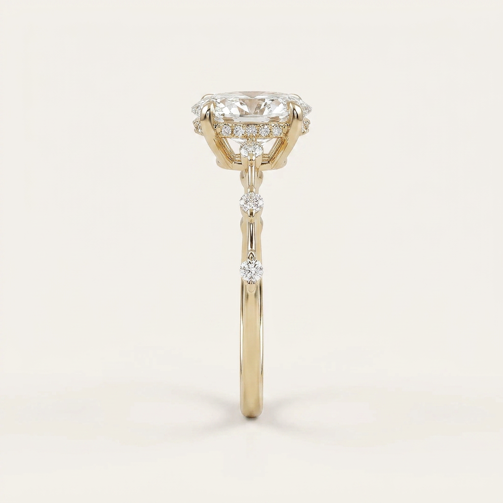 Moissanite 2.80 CT Oval & Round Cut Diamond Solitaire Ring