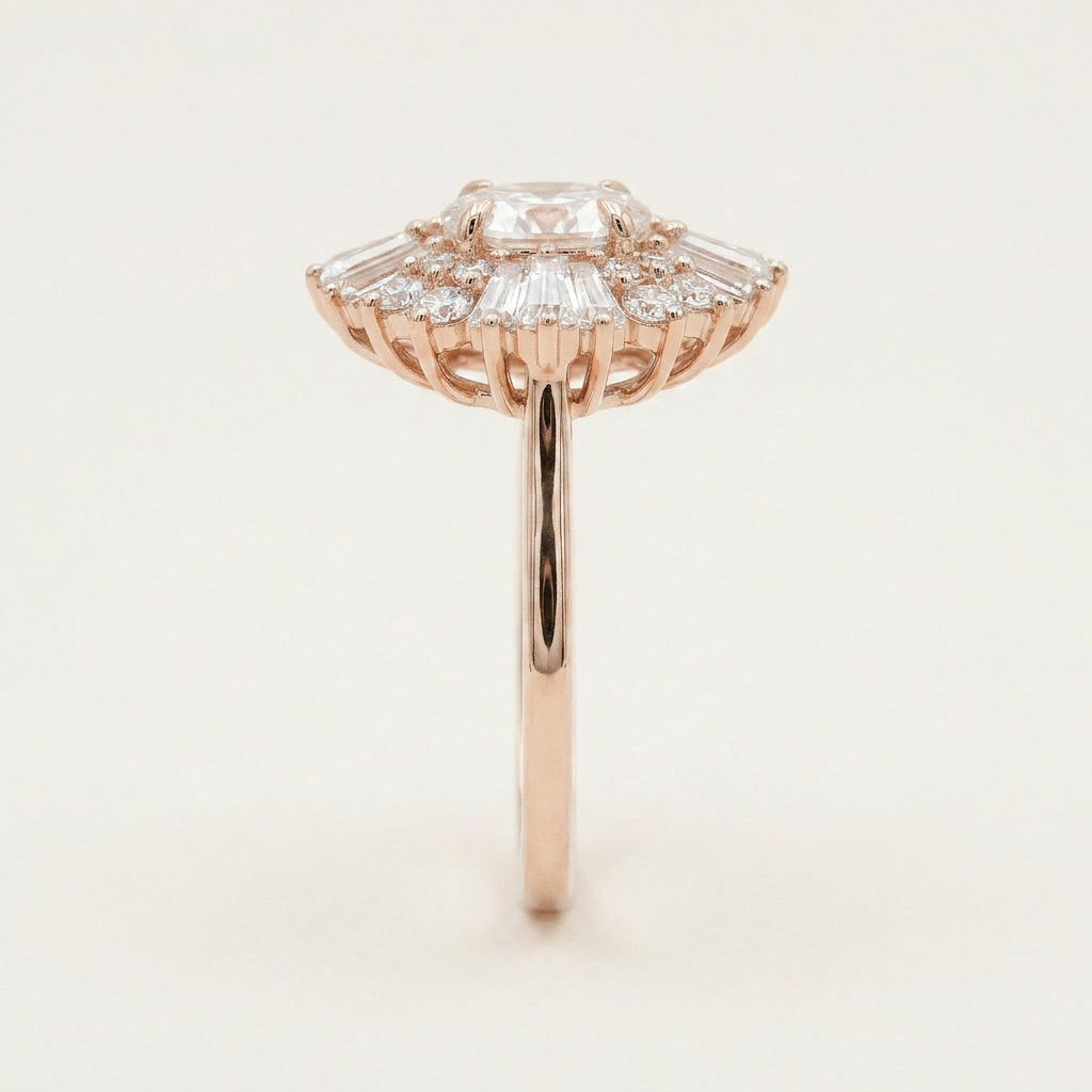 Moissanite 2.85 CT Oval & Round Cut Diamond Cluster Ring