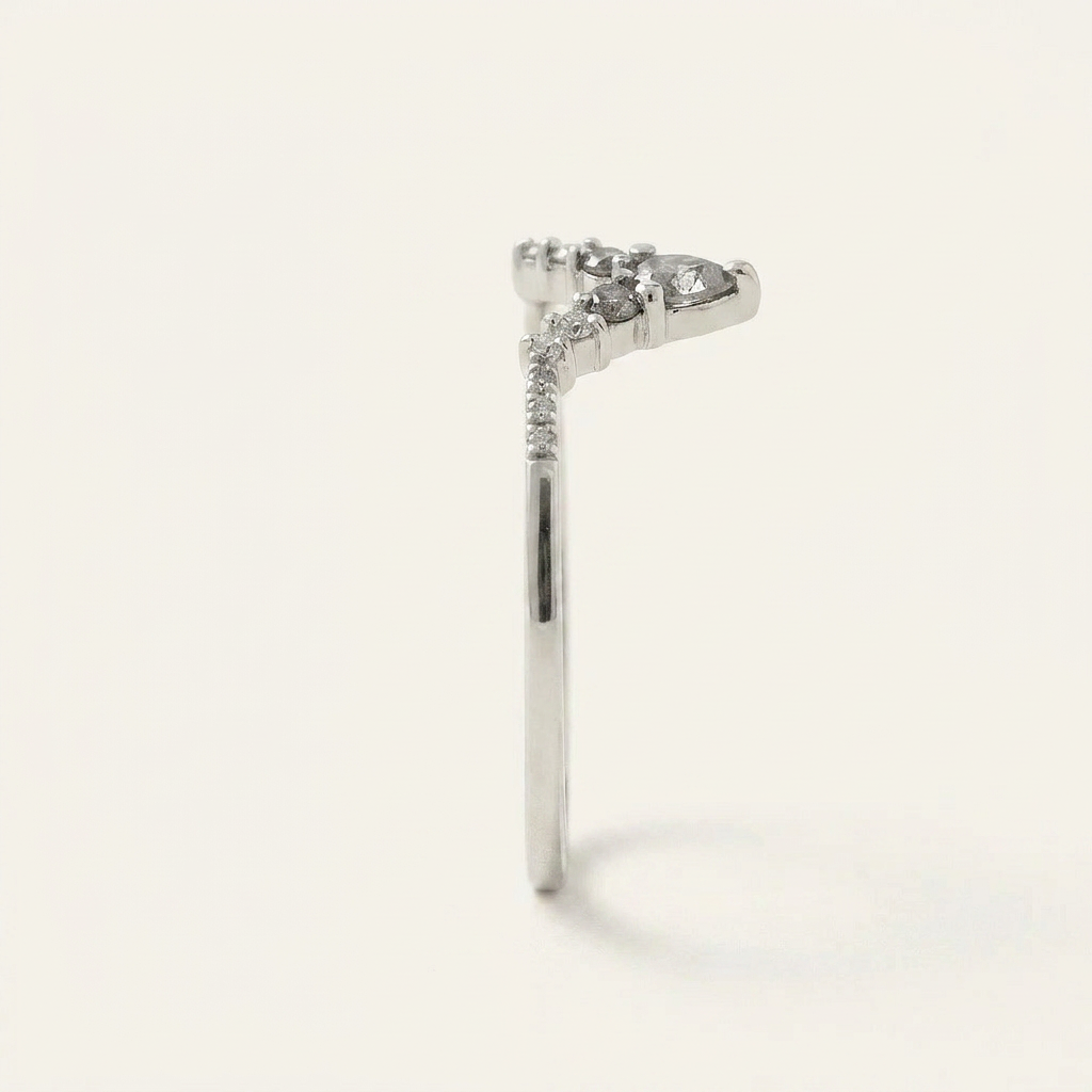 0.40 CT Pear & Round Cut Salt and Pepper Diamond Ring