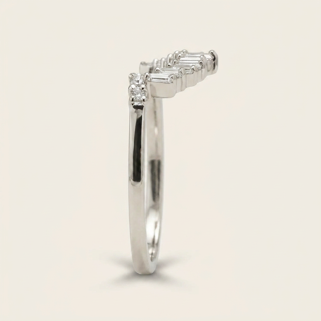 Moissanite 0.60 CT Baguette & Asscher Cut Diamond Ring