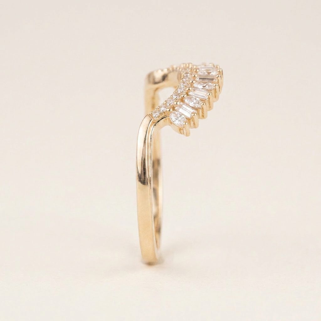 Moissanite 0.50 CT Baguette & Round Cut Diamond Ring