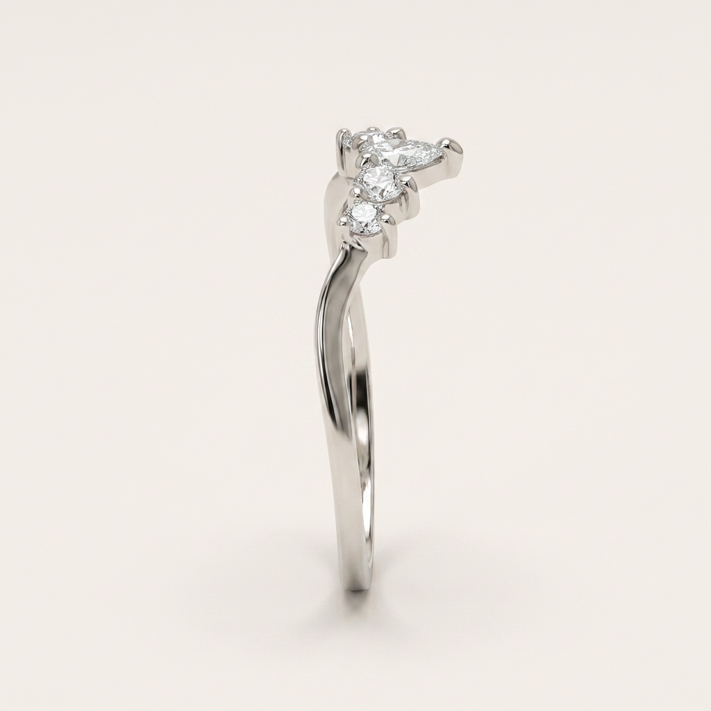 Moissanite 0.20 CT Pear & Round Cut Diamond Ring