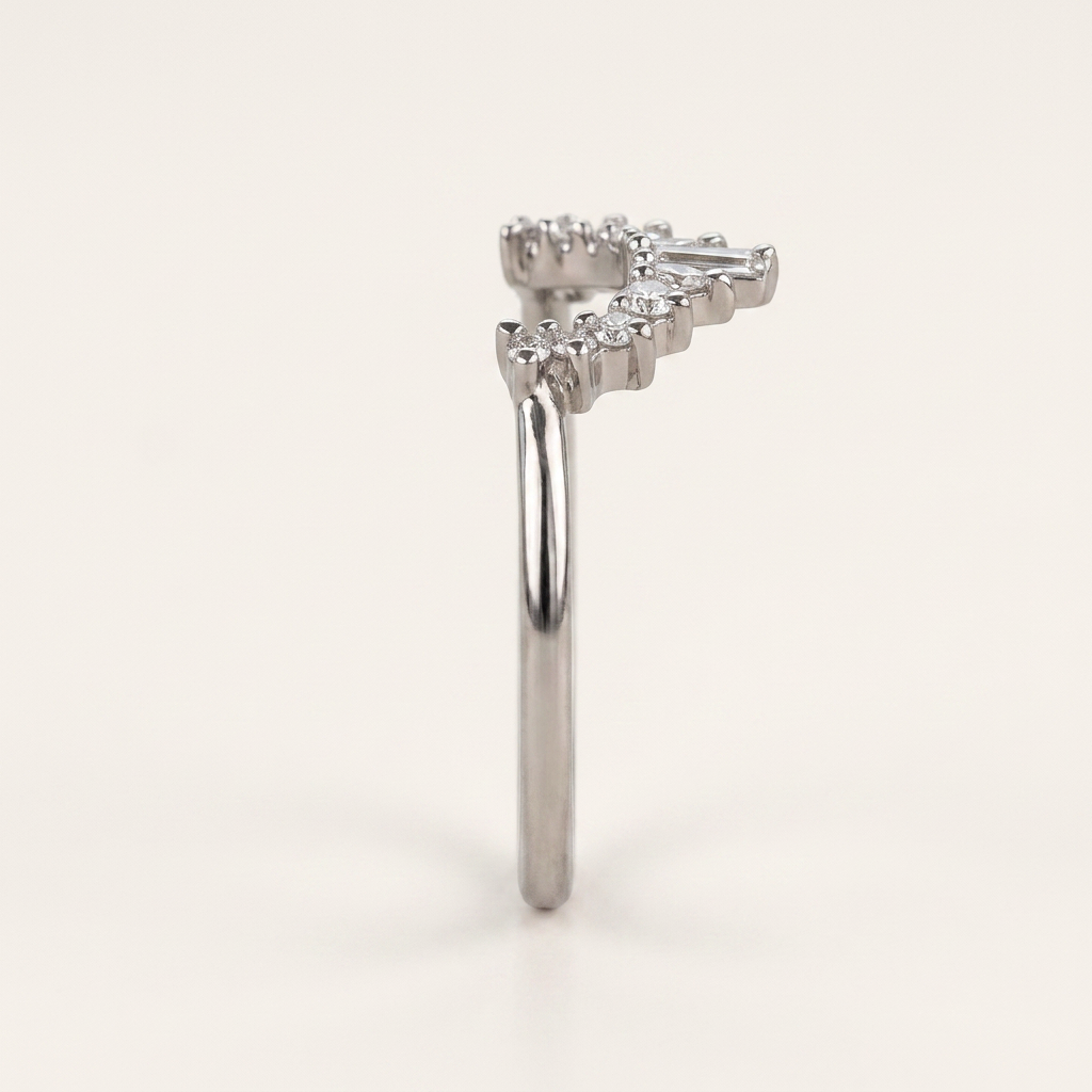 Moissanite 0.27 CT Baguette & Round Cut Diamond Ring