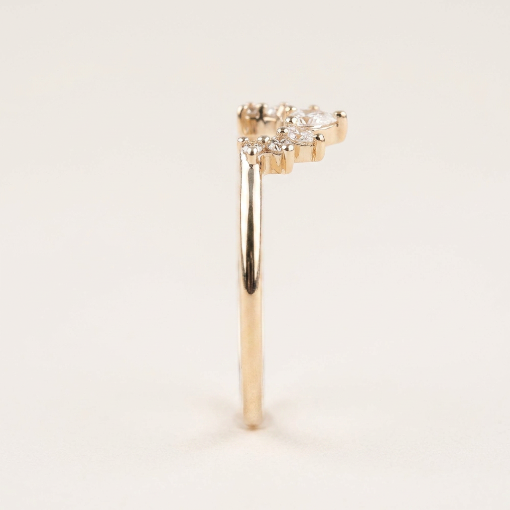 Moissanite 0.16 CT Pear & Round Cut Diamond Ring (V-Bohohippie)