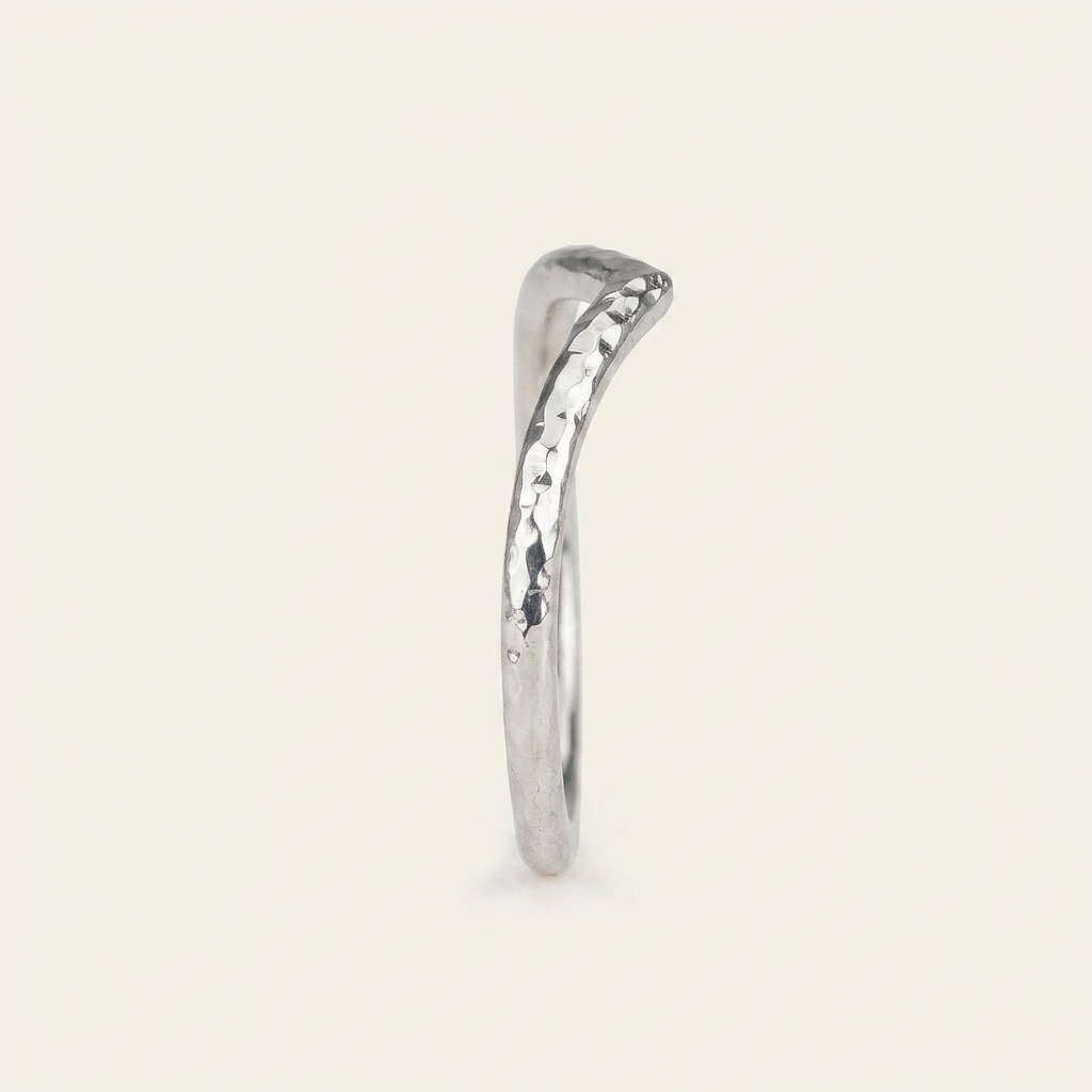 Hammered Chevron Plain Wedding Band
