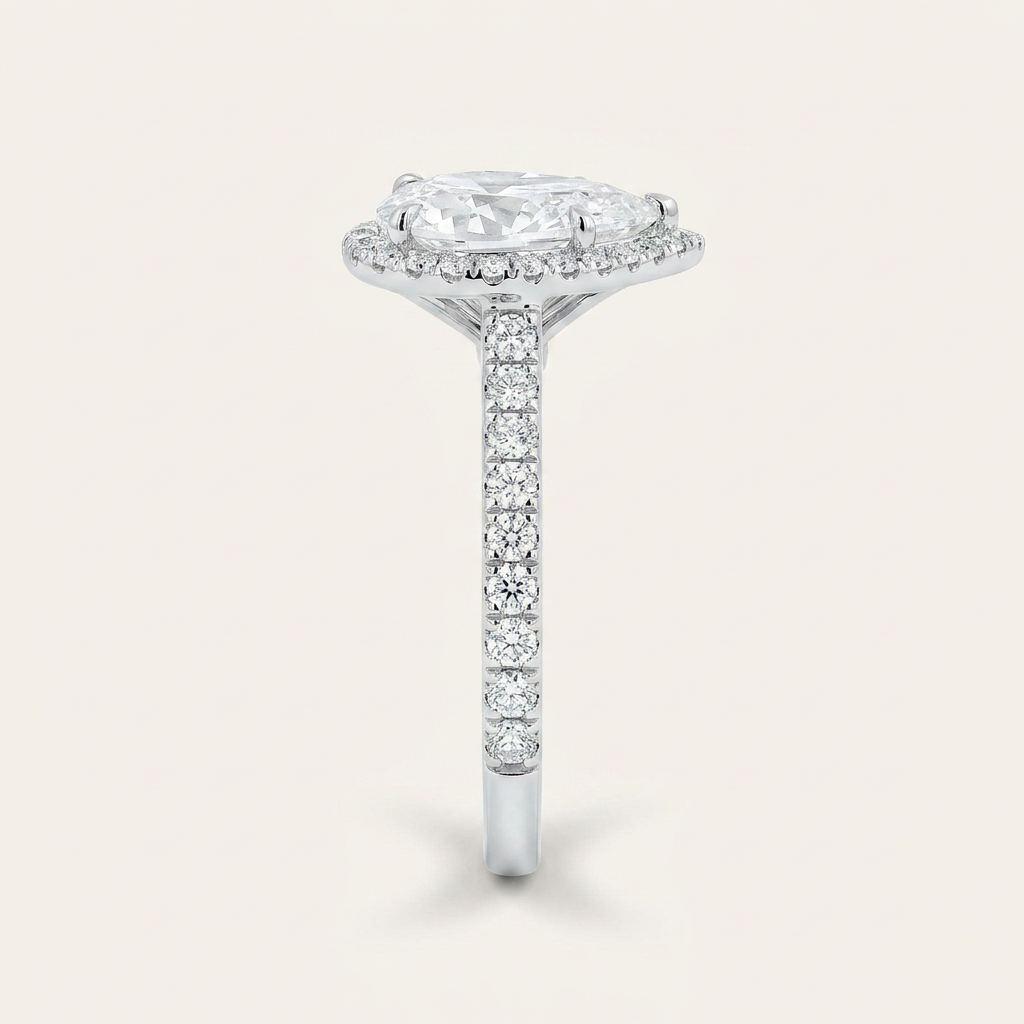 Moissanite 1.93 CT Pear Cut Diamond Halo Ring