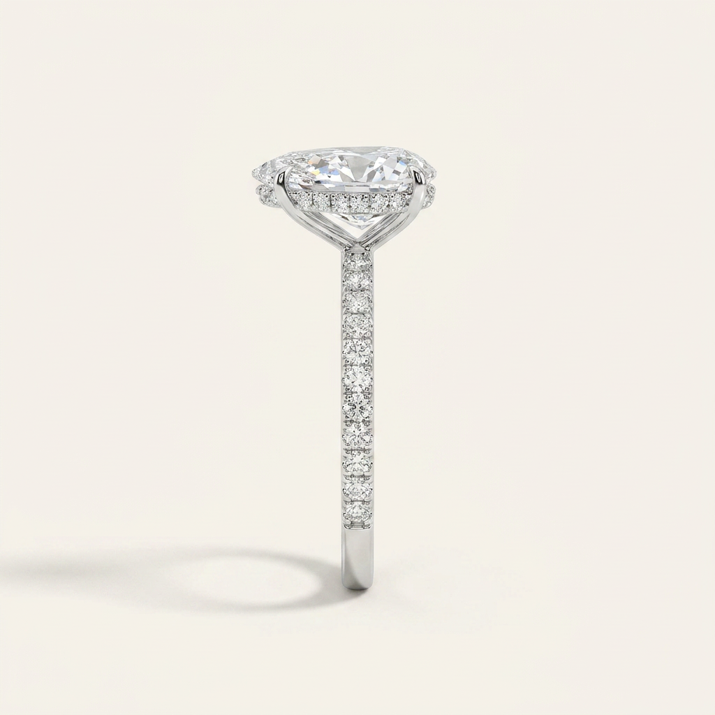 Moissanite 2.10 CT Pear Cut Diamond Solitaire Ring