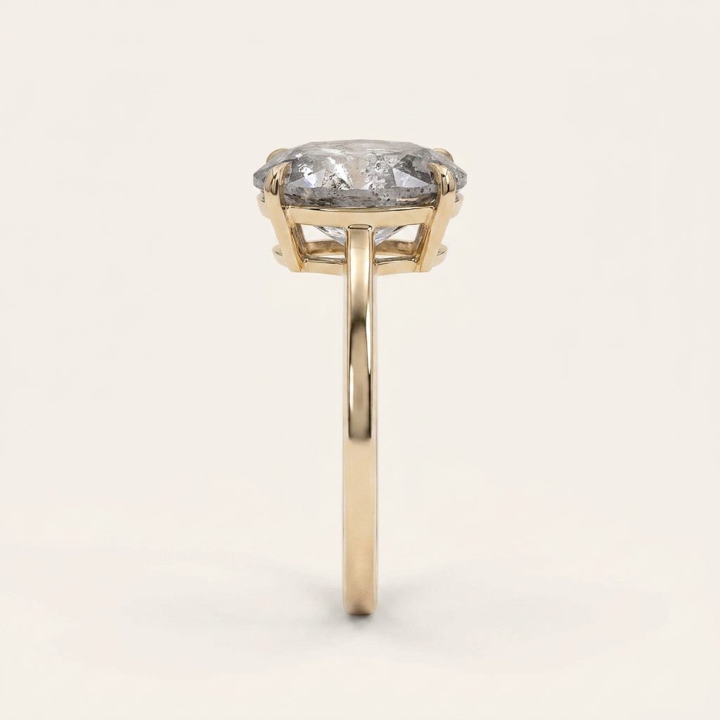 1.90 CT Oval Cut Salt and Pepper Diamond Solitaire Ring