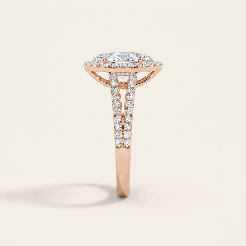 Moissanite 3.79 CT Marquise Cut Diamond Halo Ring