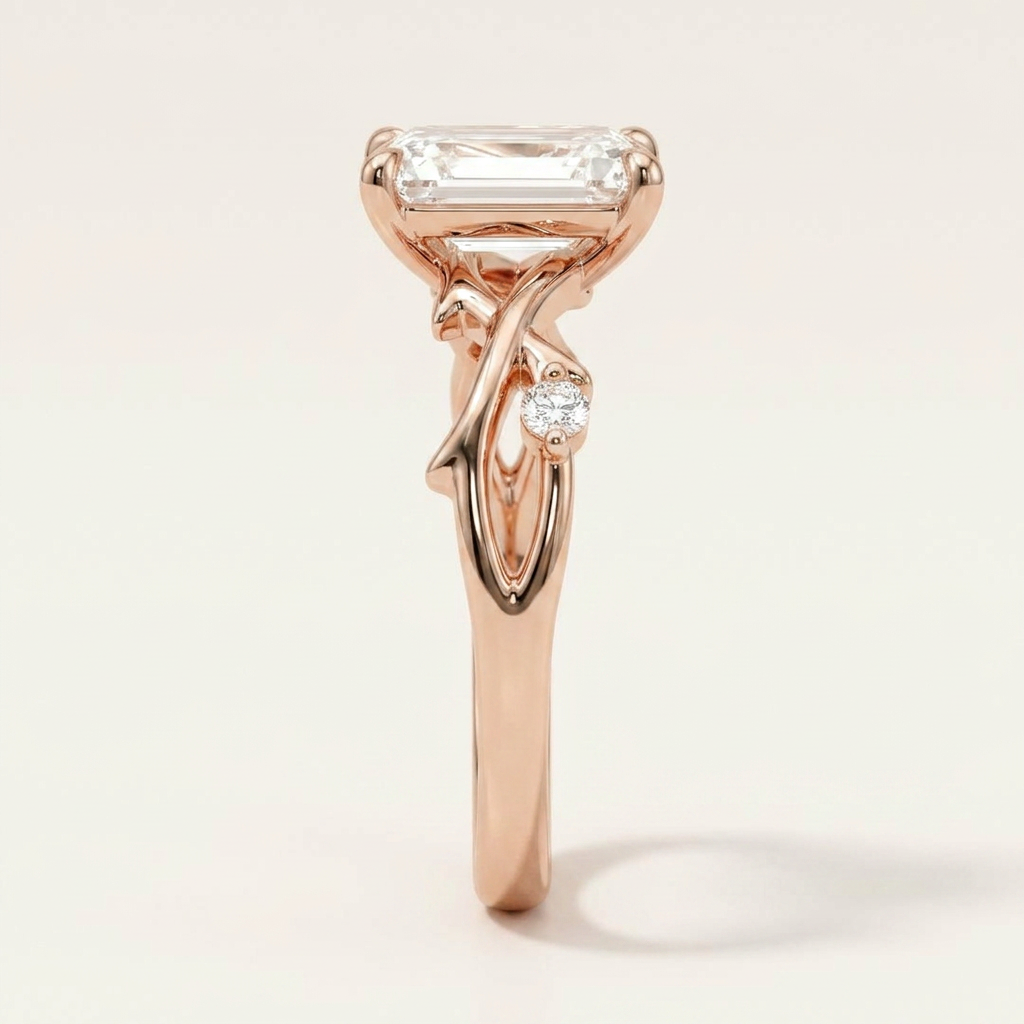 Moissanite 1.65 CT Emerald Cut Diamond Solitaire Ring