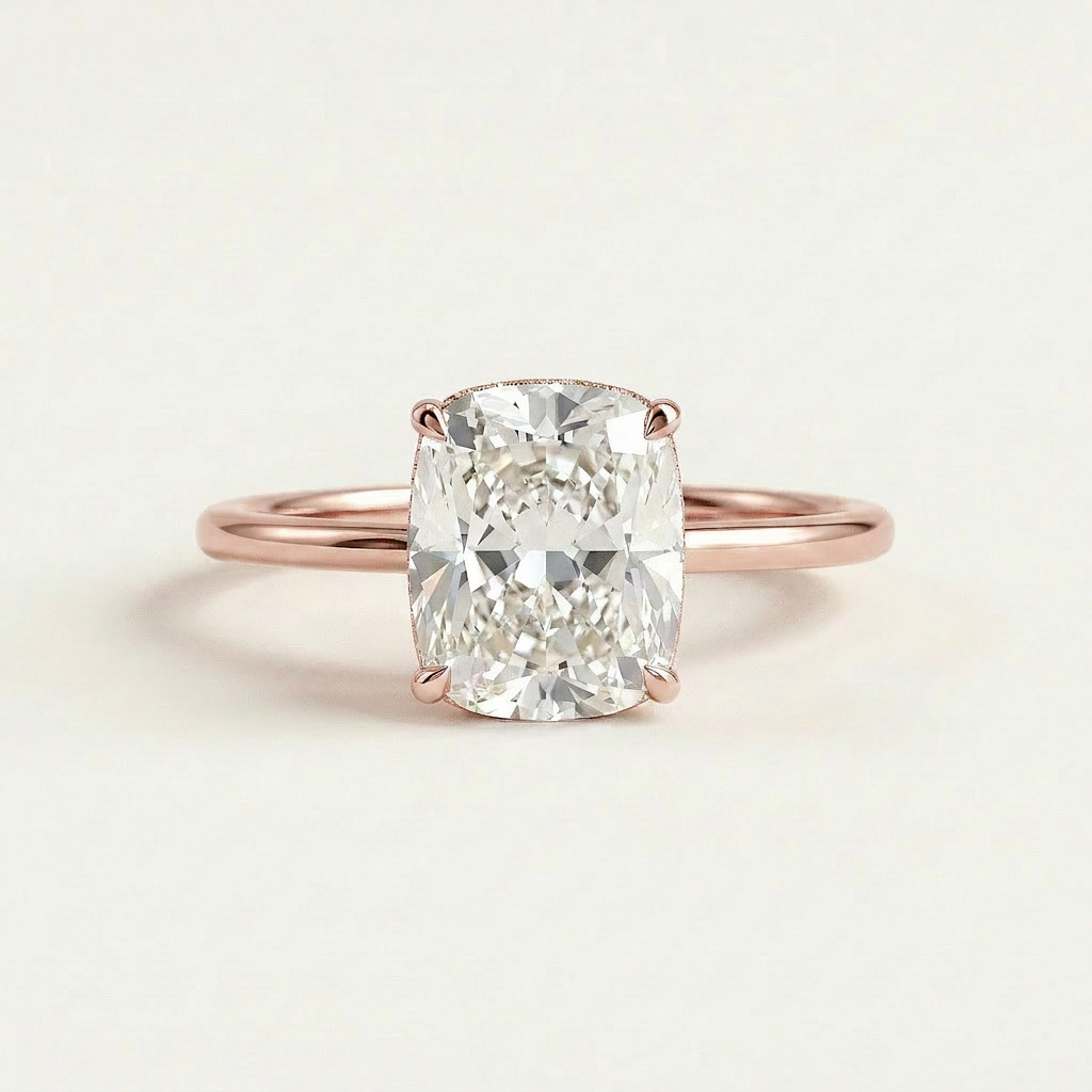 Moissanite 2.10 CT Cushion Cut Diamond Solitaire Ring